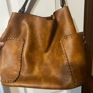 Brown 3 in one Leather Tote Bag